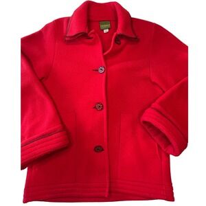 Vintage Maralyce Ferree Fleece Shirt Shacket Jacket Red Made In USA XS